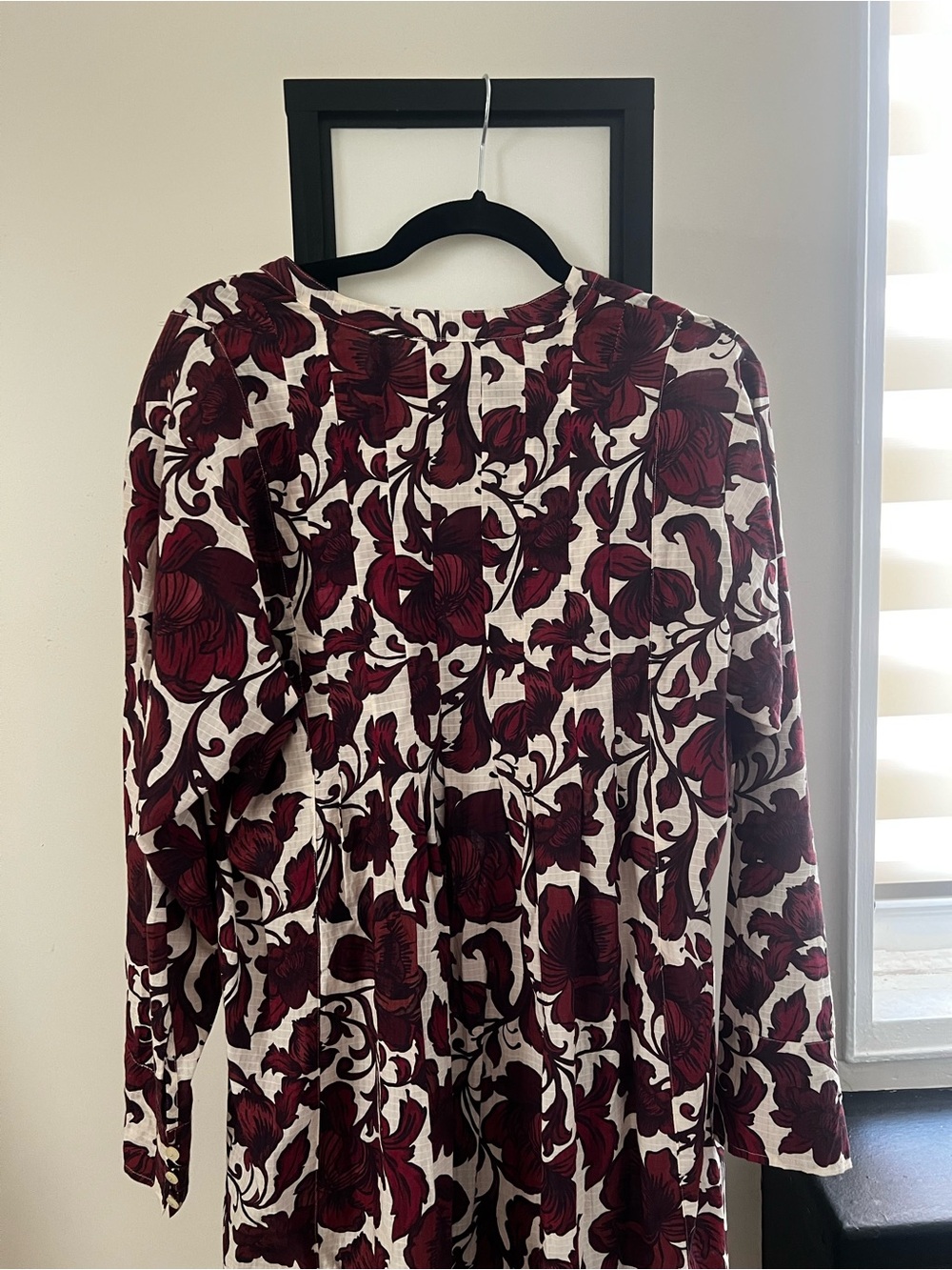 Johnny Was Red Burgundy and Cream Long Sleeve Floral Boho Dress Size L - Picture 3 of 4